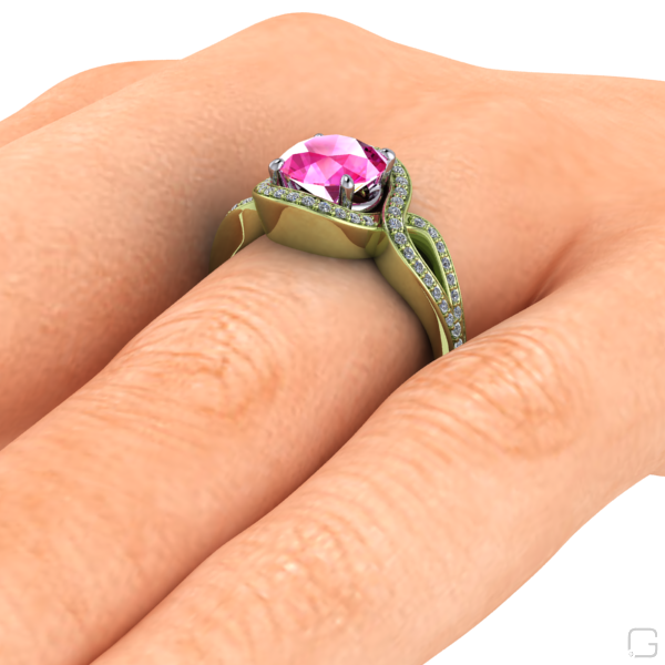 pink-sapphire-diamond-rings-14-karat-green-gold