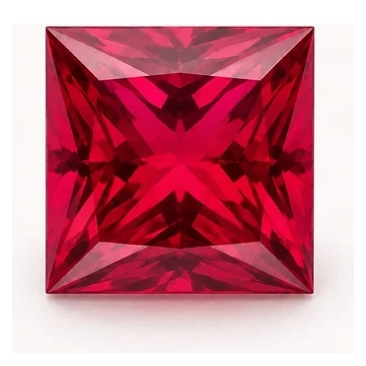 Synthetic Ruby Princess cut gemstone reference image | GemTrove